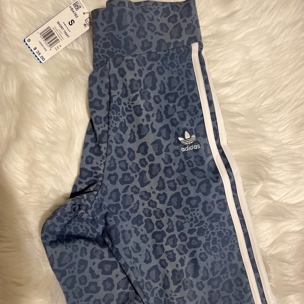 Adidas blue grey short tight bike shorts size small